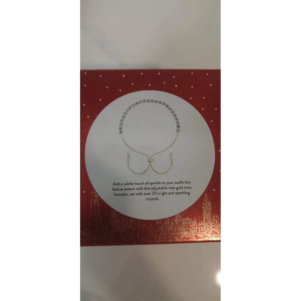 Buckley London Merry Christmas Ornament Rose Gold Tone‎ Bracelet 20 Crystals NWT